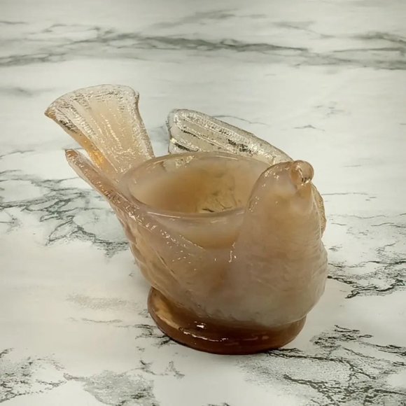 Degenhart Glass Bird & Berry Trinket Paperweight Open Salt Vtg - Picture 3 of 10